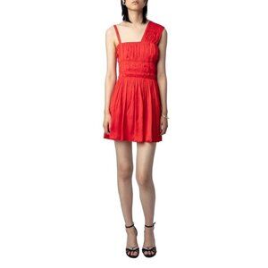 Zadig & Voltaire Roselie Satin Dress Women's Large Red Asymmetrical